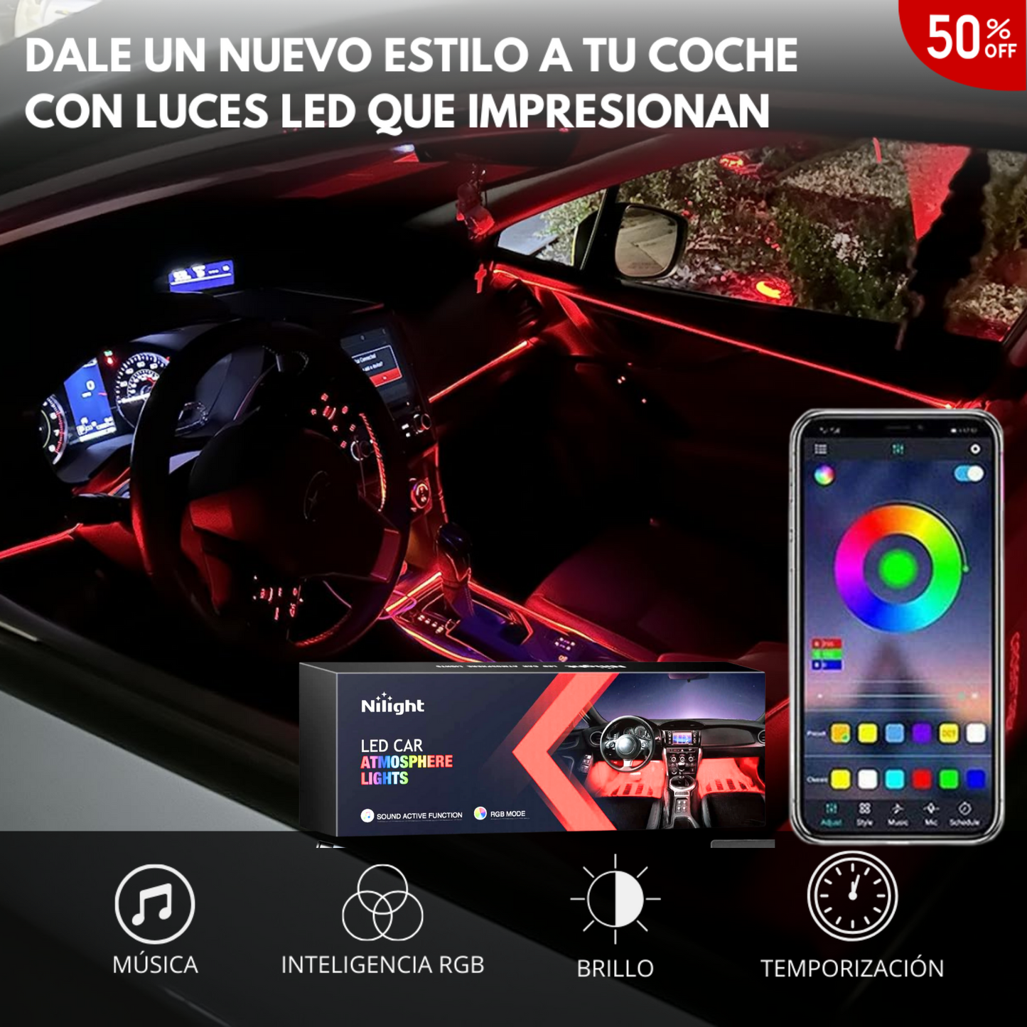 Groomer™ Tira Led RGB de Fibra para Vehiculos