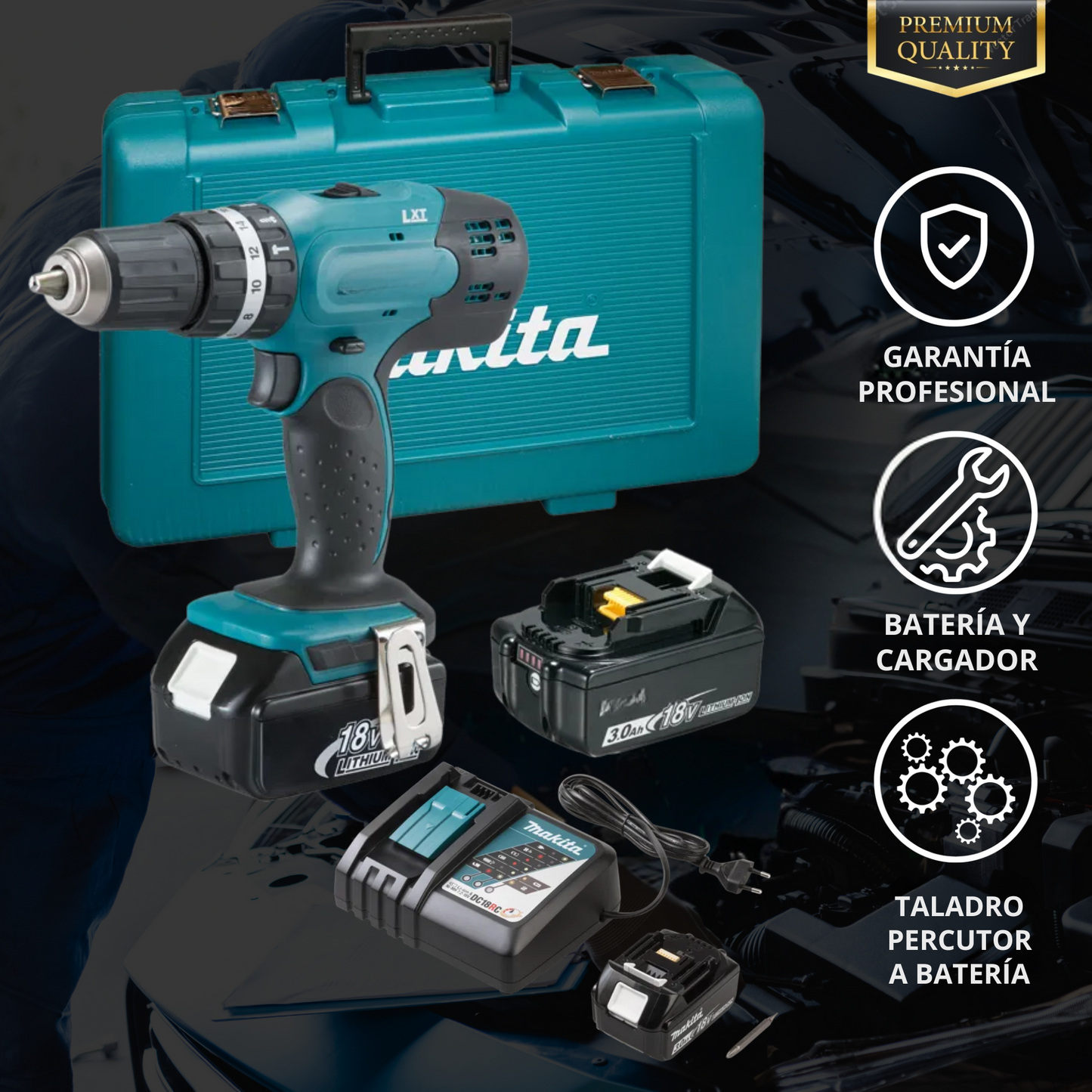Taladro Percutor a Batería con Accesorios | Modelo 2025 LTMax™️