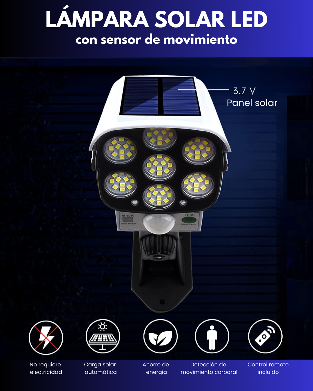 MAGIC SELECT Luz Solar 77LEDs con Sensor de Movimiento.