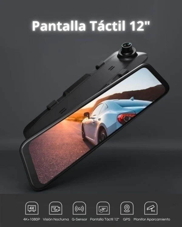 Espejo Retrovisor Táctil Dual Camara WolfBox G900™ | Wifi | Ultra HD