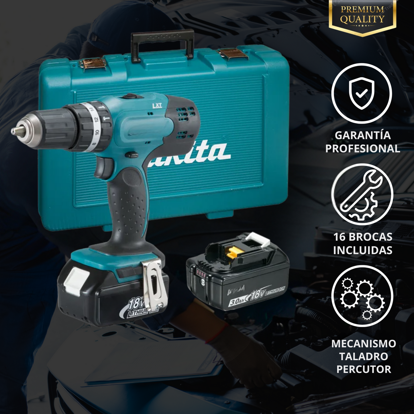 Taladro Percutor a Batería con Accesorios | Modelo 2025 LTMax™️
