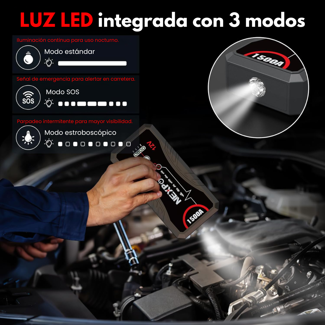 Arrancador de Baterías NEXPOW 2500A 22000mAh.