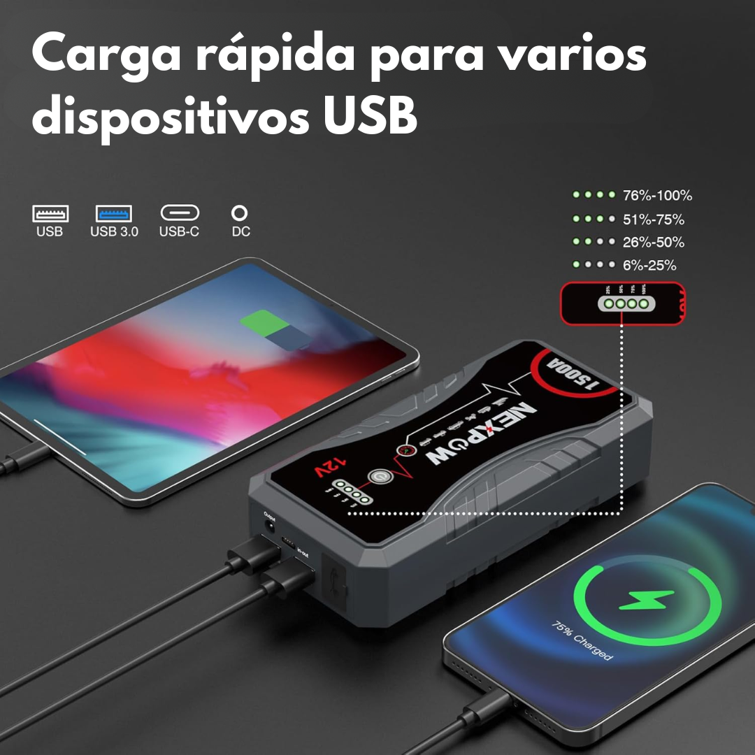 Arrancador de Baterías NEXPOW 2500A 22000mAh.