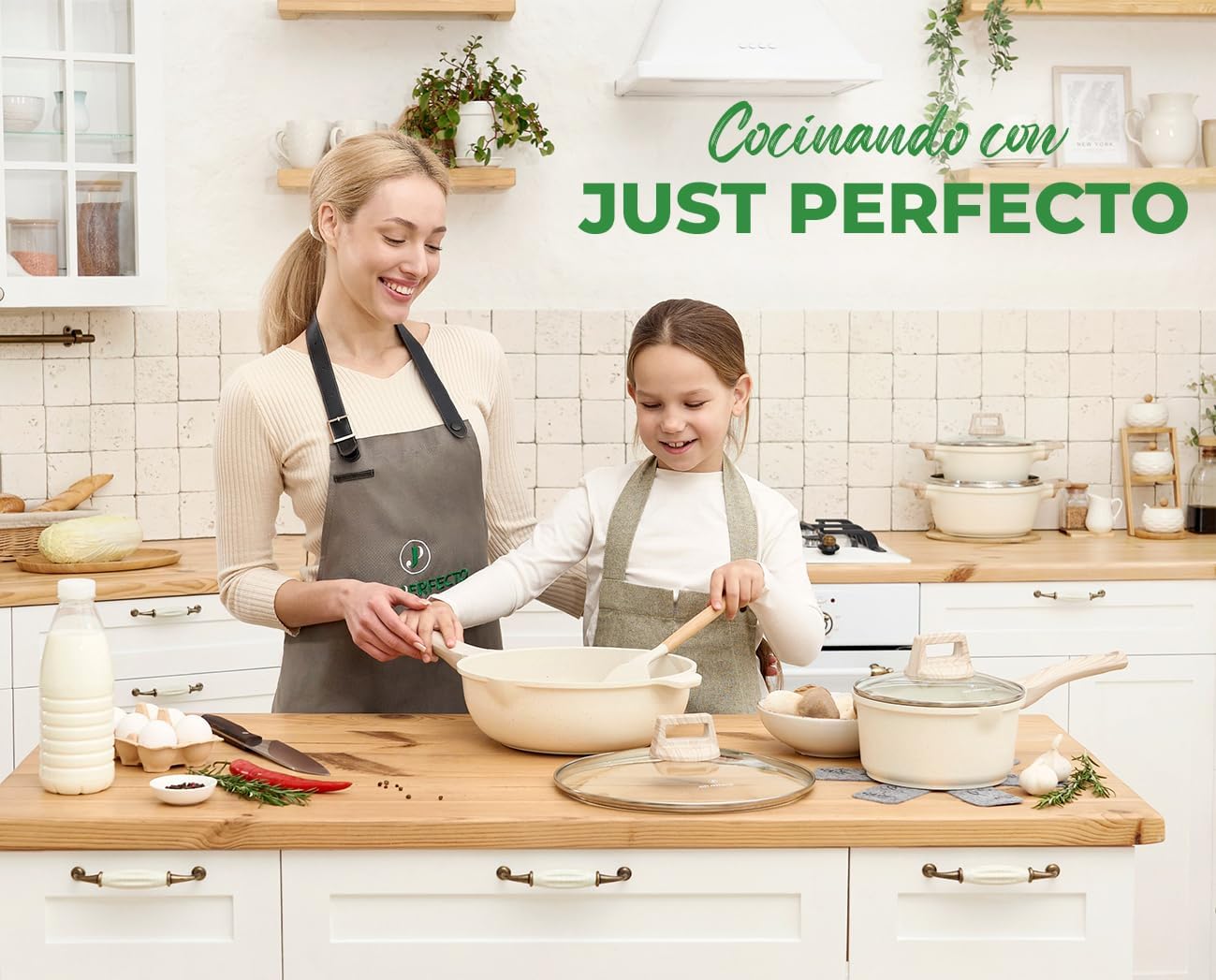 Juego de Ollas y Sartenes Cocina Antiadherentes 14 Piezas