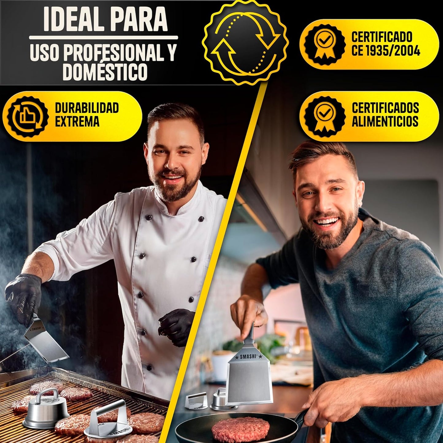 Smash Burguer Kit | 7 Piezas Acero Inox