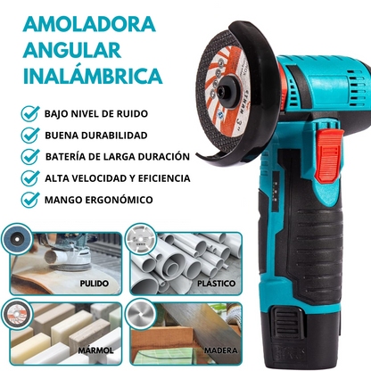 Mini Amoladora Angular 12V 19500 RPM con 2 Baterías de 2000mAh