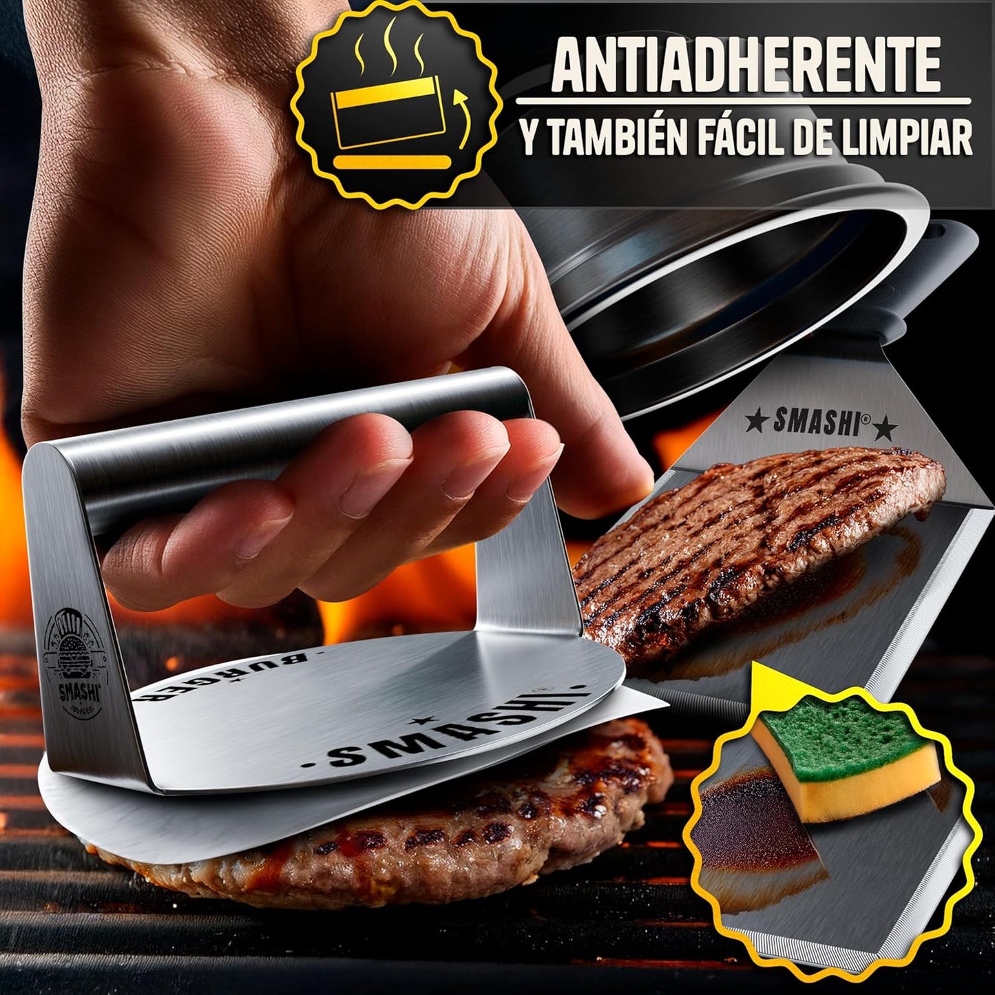 Smash Burguer Kit | 7 Piezas Acero Inox